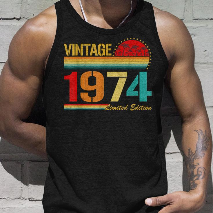 Vintage Born In 1974 Birthday Year Party Wedding Anniversary Unisex Tank Top Gifts for Him