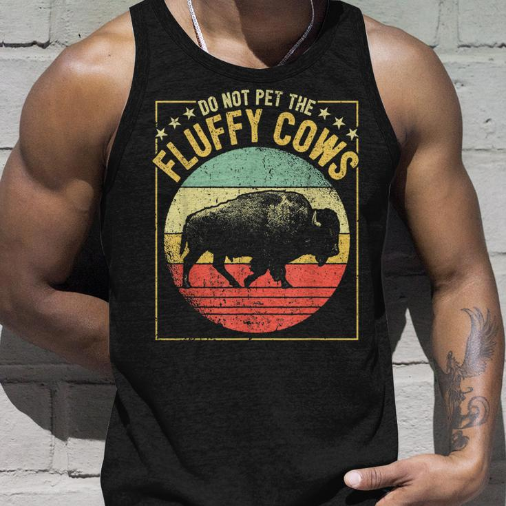 Vintage Buffalo Wild Animal I Do Not Pet Fluffy Cows I Bison Tank Top Gifts for Him