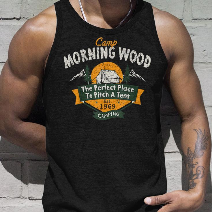 Vintage Camp Morning Wood Camping The Perfect Place To Pitch Unisex Tank Top Gifts for Him