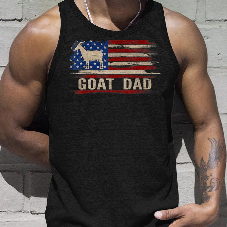 Vintage Goat Dad American Usa Flag FarmingFarmer Gift Unisex Tank Top Gifts for Him