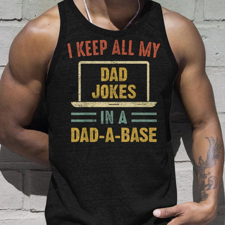 Vintage I Keep All My Dad Jokes In A Dad A Base Fathers Day Unisex Tank Top Gifts for Him