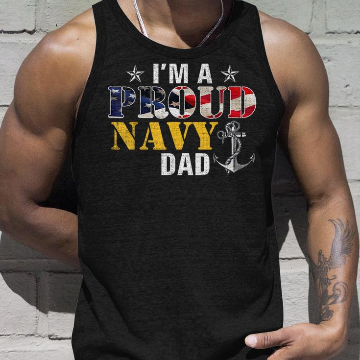 Vintage Im A Proud Navy With American Flag For Dad Unisex Tank Top Gifts for Him