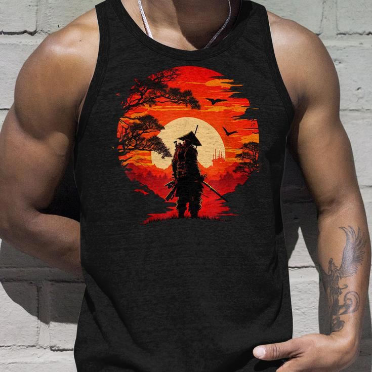 Vintage Japanese Samurai Fighter Martial Arts Retro Sunset Unisex Tank Top Gifts for Him