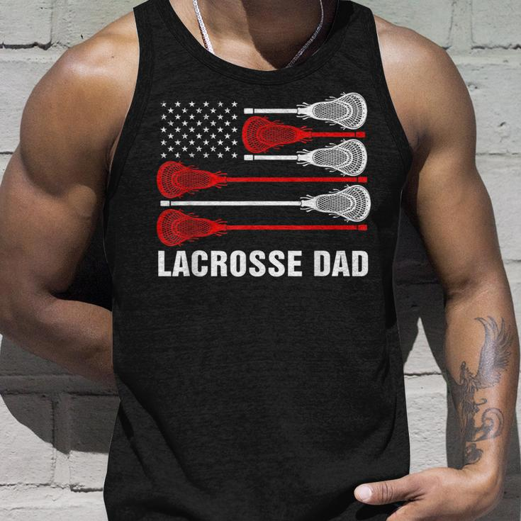 Vintage Lacrosse Dad Lax Dad Usa Flag Patriotic Gift Unisex Tank Top Gifts for Him