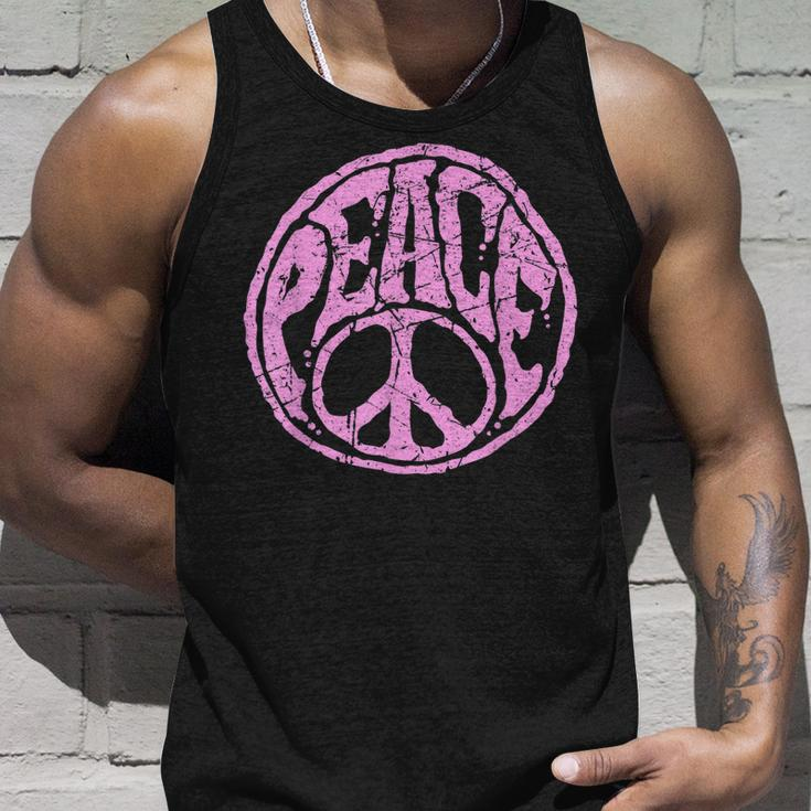 Vintage Pink Peace Sign 60S 70S Hippie Retro Peace Symbol Unisex Tank Top Gifts for Him