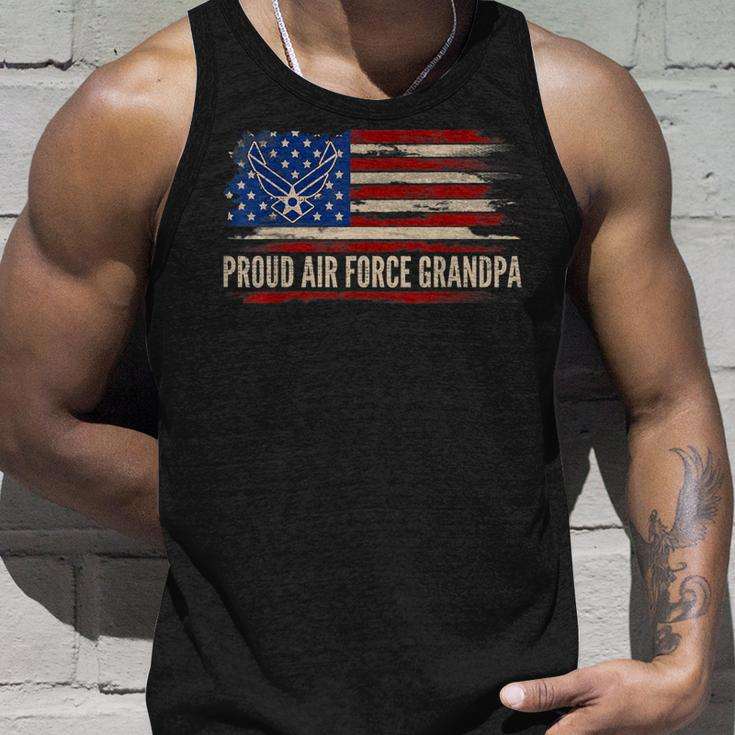 Vintage Proud Air Force Grandpa American Flag Veteran Gift Unisex Tank Top Gifts for Him