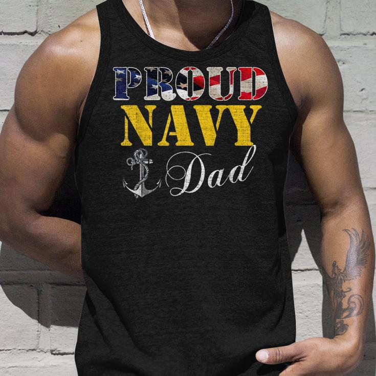Vintage Proud Navy With American Flag For Dad Gift Unisex Tank Top Gifts for Him