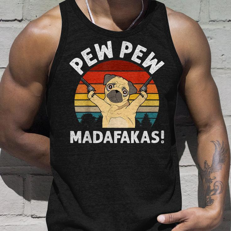 Vintage Retro Pug Pew Pew Madafakas Funny Pug Pew Pew Unisex Tank Top Gifts for Him
