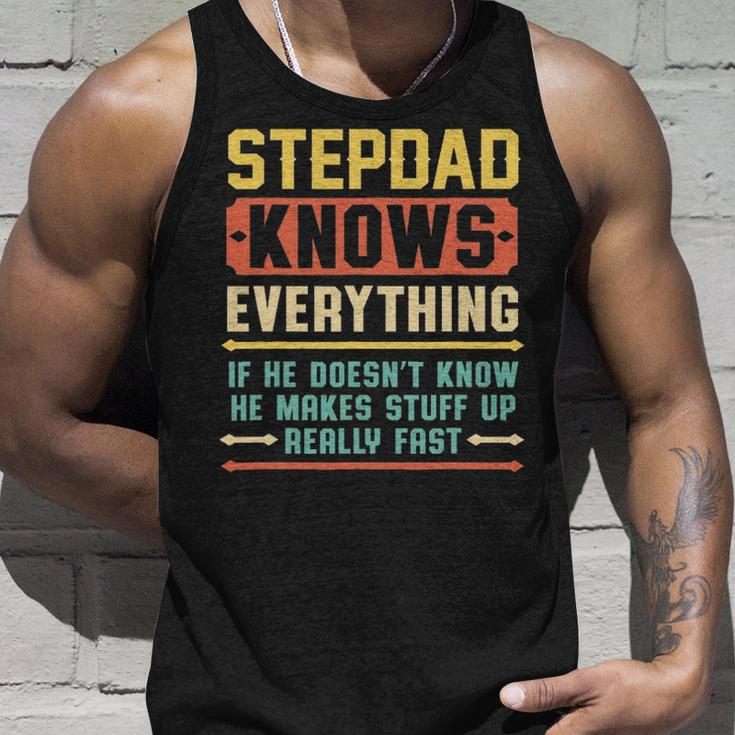Vintage Stepdad Knows Everything Stepdad Grandpa Unisex Tank Top Gifts for Him