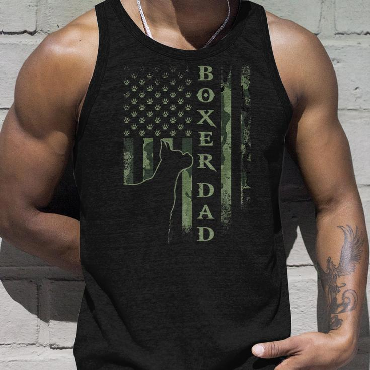 Vintage Usa American Camo Flag Proud Boxer Dad Silhouette Unisex Tank Top Gifts for Him