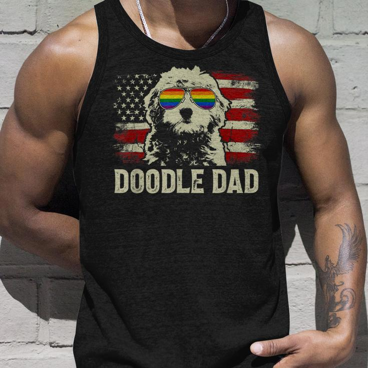 Vintage Usa American Flag Doodle Dad Lgbt Gay Pride Unisex Tank Top Gifts for Him