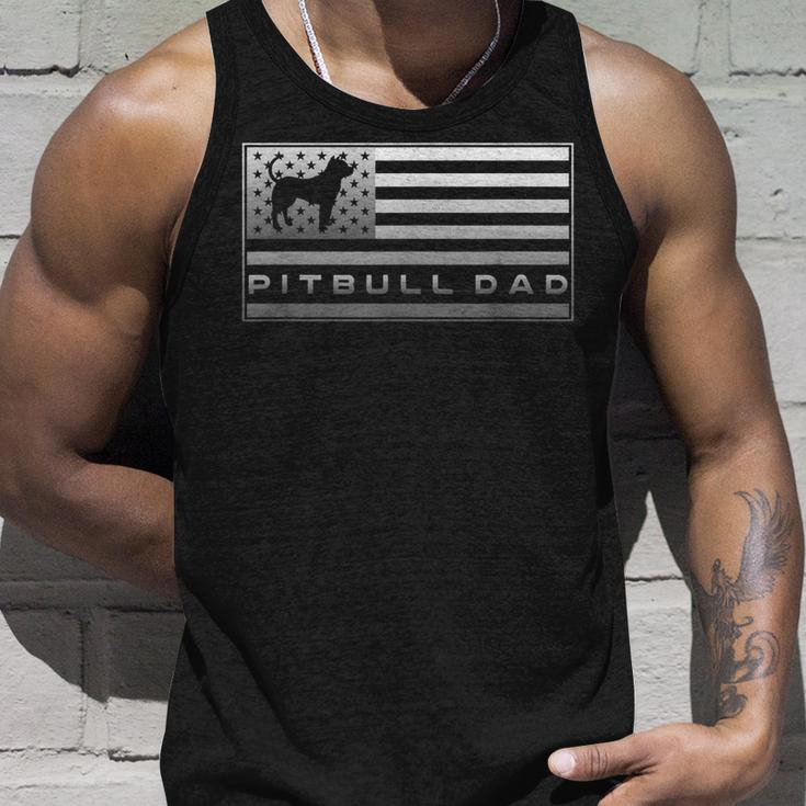 Vintage Usa American Flag Proud Pitbull Dog Dad Silhouette Unisex Tank Top Gifts for Him