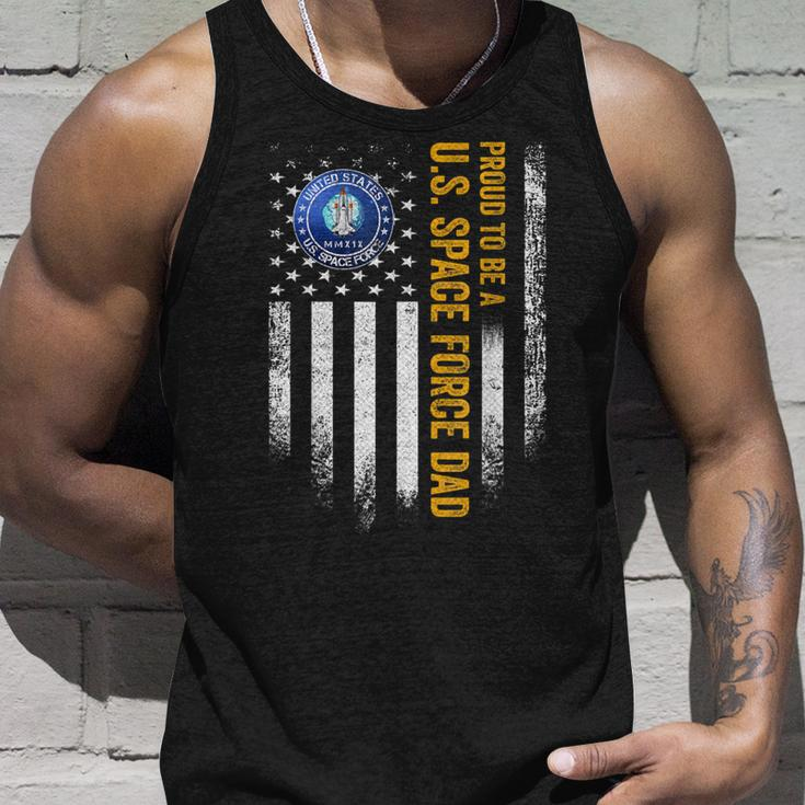 Vintage Usa American Flag Proud To Be A Us Space Force Dad Unisex Tank Top Gifts for Him