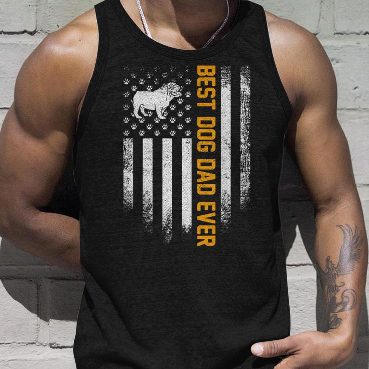 Vintage Usa Best English Bulldog Dad Ever American Flag Gift Unisex Tank Top Gifts for Him