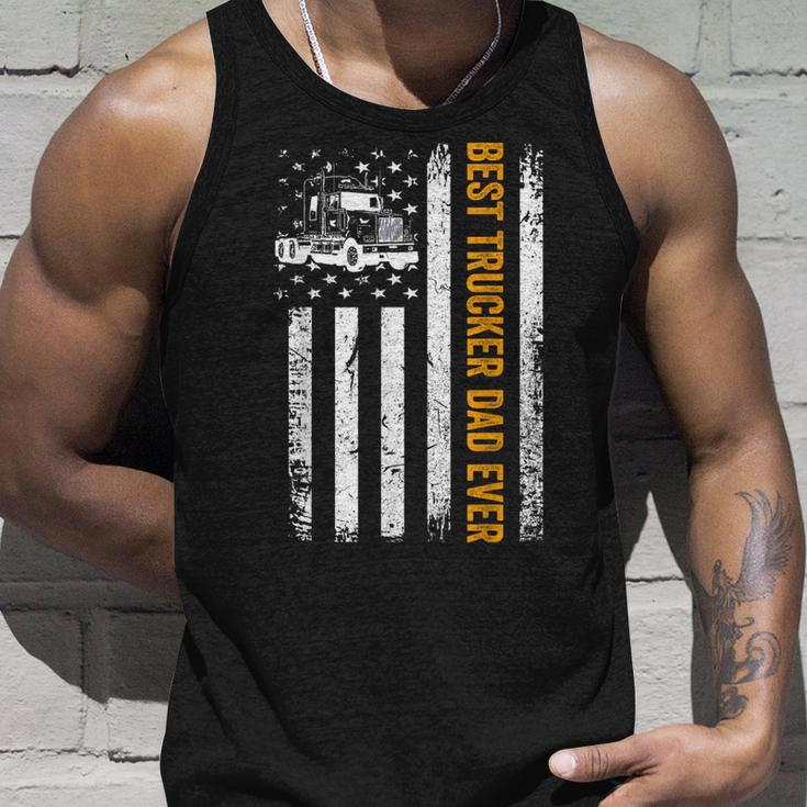 Vintage Usa Best Trucker Dad Ever American Flag Fathers Day V2 Unisex Tank Top Gifts for Him