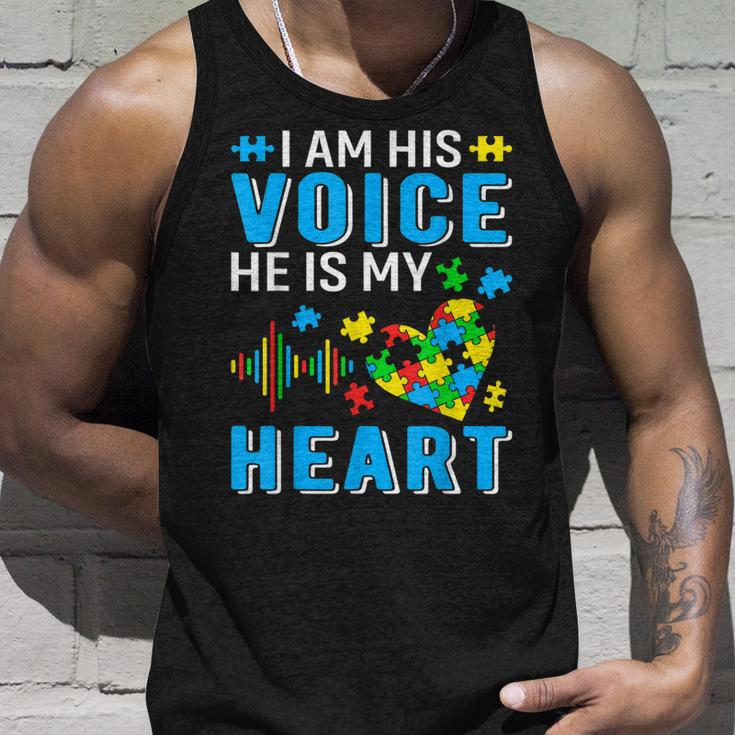 Mens I Am His Voice He Is My Heart Autism Awareness Autism Dad Tank Top Gifts for Him