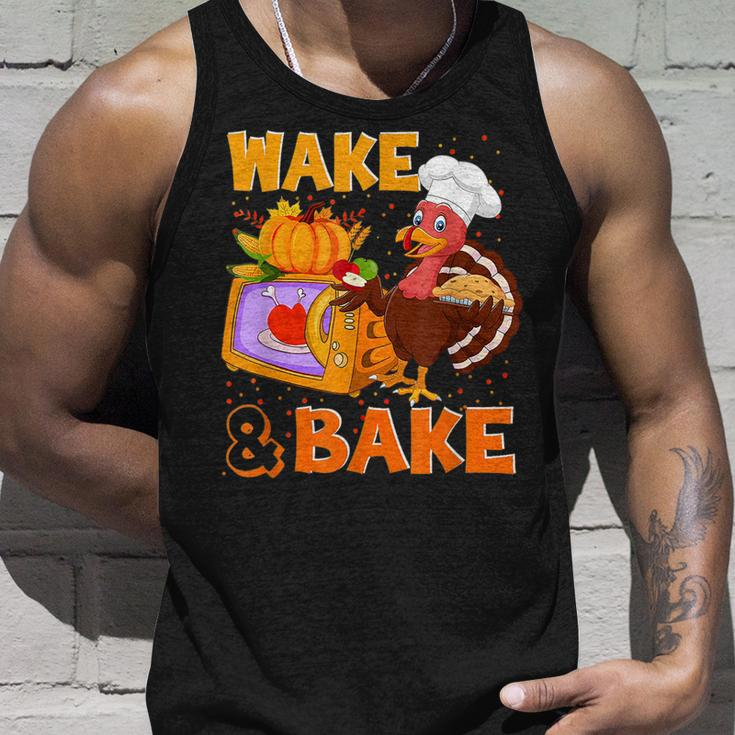 Wake Bake Turkey Feast Meal Dinner Chef Funny Thanksgiving Unisex Tank Top Gifts for Him