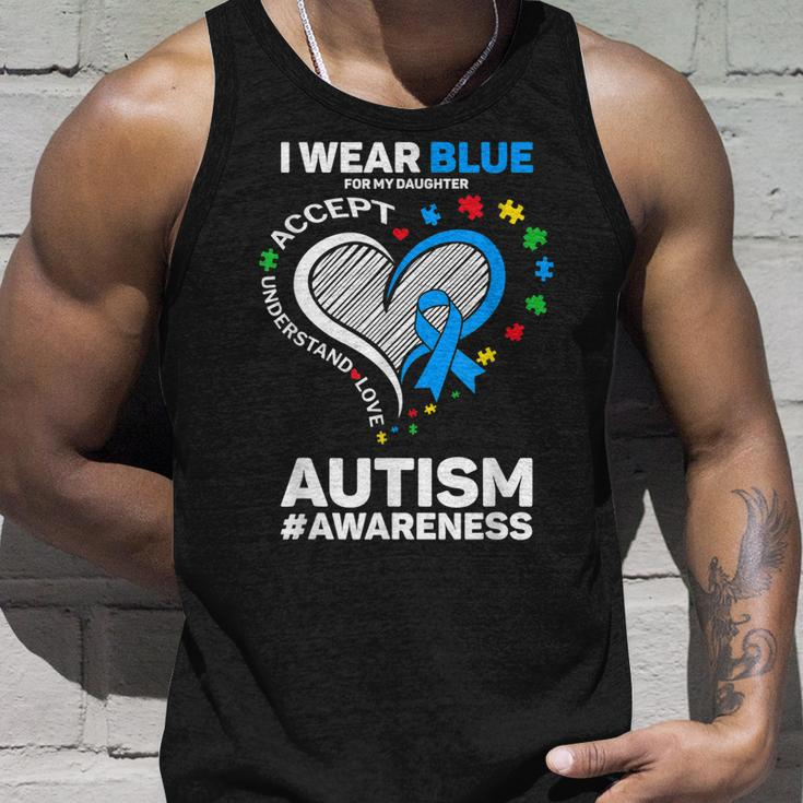 I Wear Blue For My Daughter Autism Mom Dad Autism Awareness Tank Top Gifts for Him
