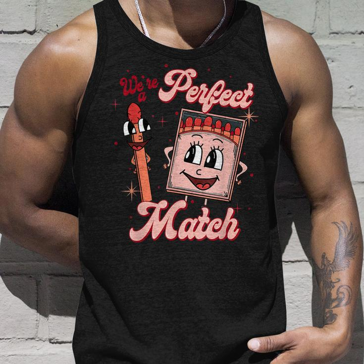 We’Re A Perfect Match Retro Groovy Valentines Day Matching Unisex Tank Top Gifts for Him
