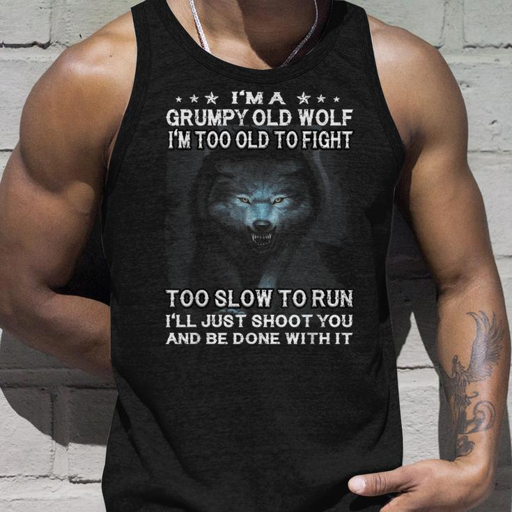 Wolf Im A Grumpy Old Wolf Im Too Old To Fight Too Slow Unisex Tank Top Gifts for Him