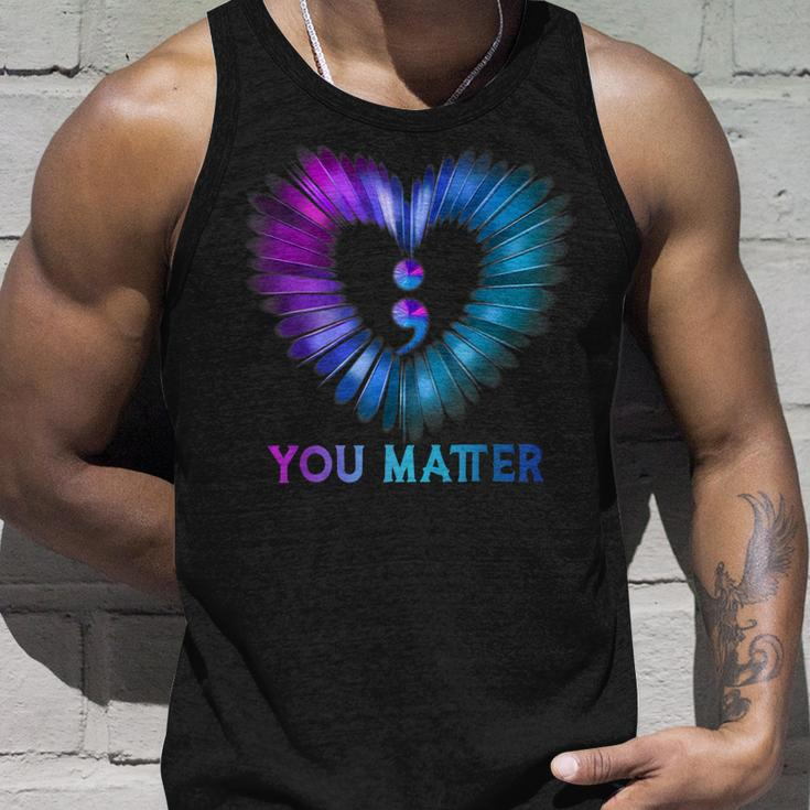 You Matter Dont Let Your Story End Semicolon Heart Unisex Tank Top Gifts for Him