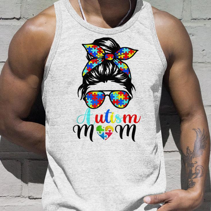Be Kind Autism Awareness Messy Bun Girls Women Autism Mom Unisex Tank Top Gifts for Him
