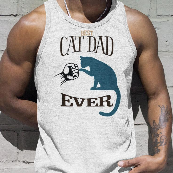Best Cat Dad Ever Fist Bump Blue Cat Personalized Cat Dad Unisex Tank Top Gifts for Him