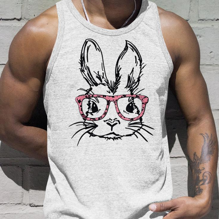 Cute Bunny With Glasses Leopard Print Easter Bunny Face Unisex Tank Top Gifts for Him