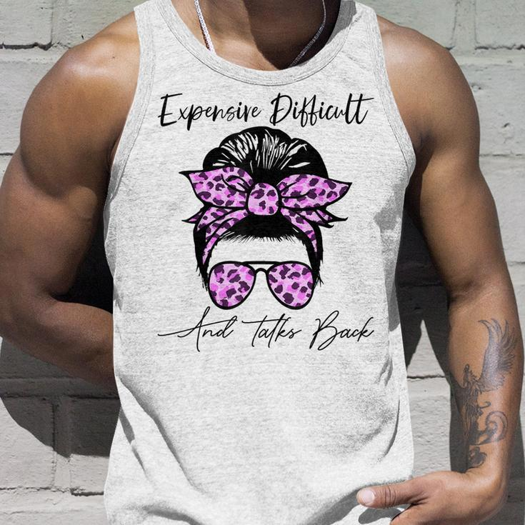 Expensive Difficult And Talks Back Messy Bun Leopard Pattern Tank Top Gifts for Him