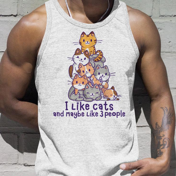 I Like Cats And Maybe Like 3 People Cute Kawaii Cats Pile Unisex Tank Top Gifts for Him