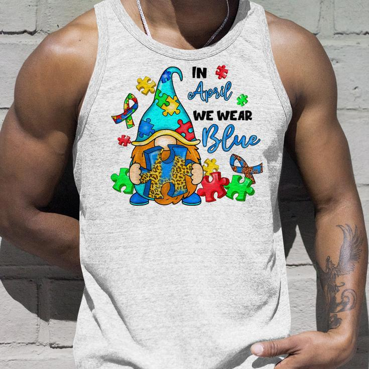 In April We Wear Blue Gnome Autism Awareness Month Unisex Tank Top Gifts for Him
