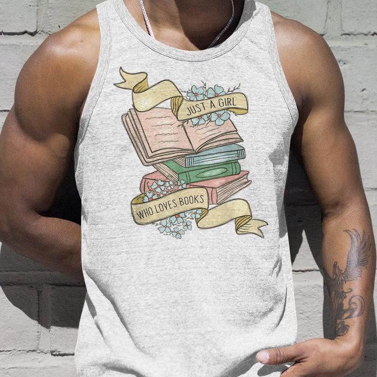 Just A Girl Who Loves Books Lover Bookworm Bookaholic Reader Tank Top Gifts for Him