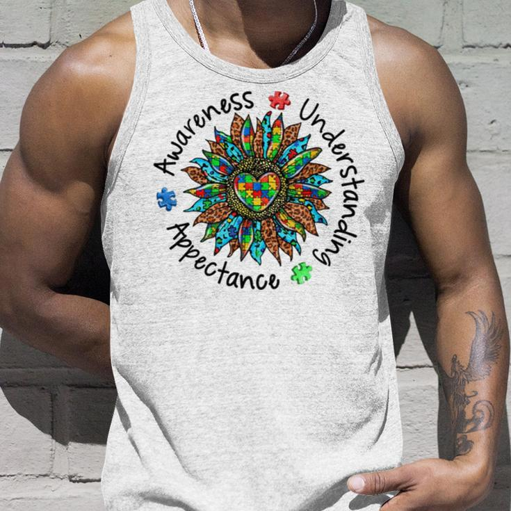 Leopard Sunflower Autism Awareness Plant Lover Neurodiversity Adhd Special Ed Teacher Social Work Tank Top Gifts for Him
