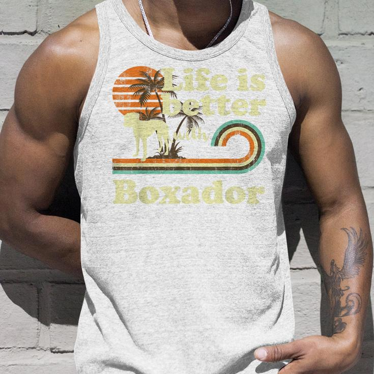 Life Better Boxador Vintage Dog Mom Dad Unisex Tank Top Gifts for Him