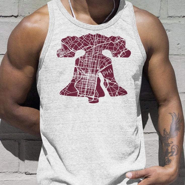Philadelphia Street Map Liberty Bell Vintage Maroon Philly Unisex Tank Top Gifts for Him