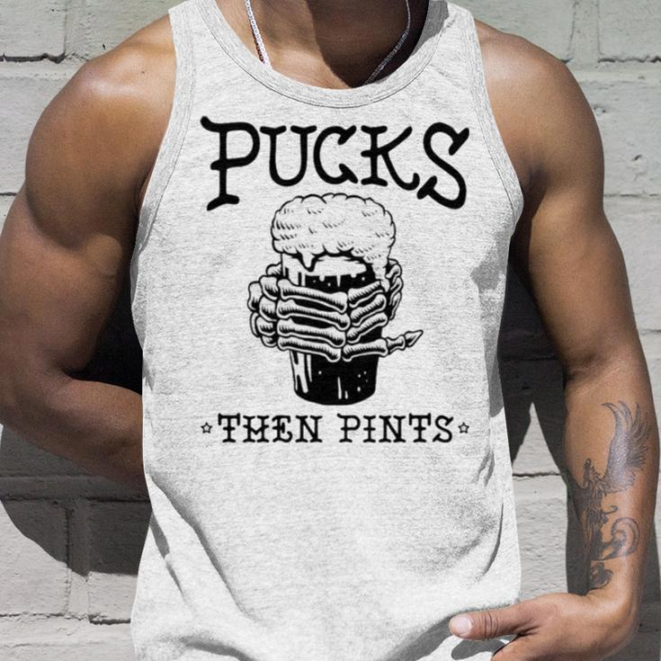 Pucks Then Pints Beer Unisex Tank Top Gifts for Him