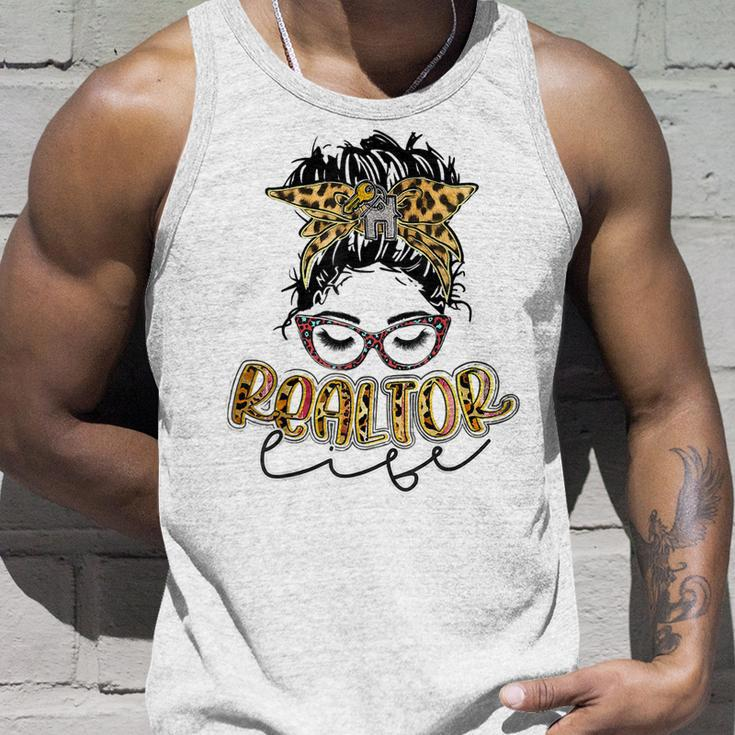 Realtor Life Leopard Messy Bun Mom Womens Tank Top Gifts for Him