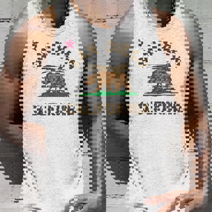 San Diego California Beach Flag Bear Surf Ca Vintage Unisex Tank Top Gifts for Him
