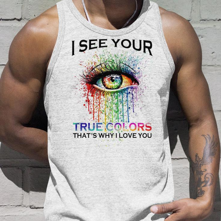 I See Your True Colors That’S Why I Love You Love Lgbt People Colorful Eye Tank Top Gifts for Him