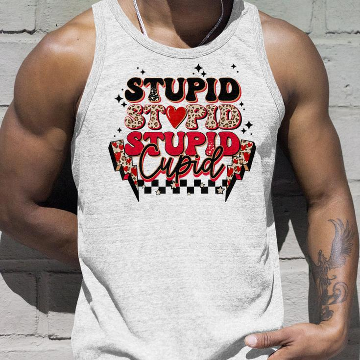Stupid Cupid Retro Groovy Valentines Day Lightning Bolt Unisex Tank Top Gifts for Him