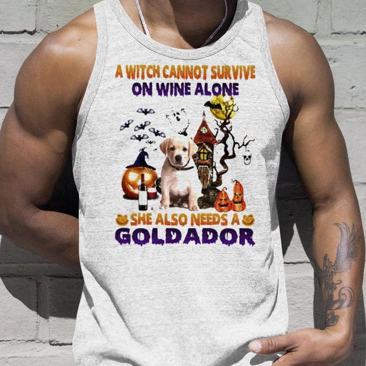A Witch Cannot Survive On Wine Alone She Also Needs A Yellow Goldador Halloween Tank Top Gifts for Him
