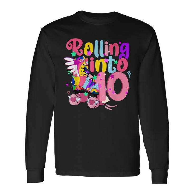10 Years Old Birthday Rolling Into 10 Years Roller Skates Long Sleeve T-Shirt T-Shirt