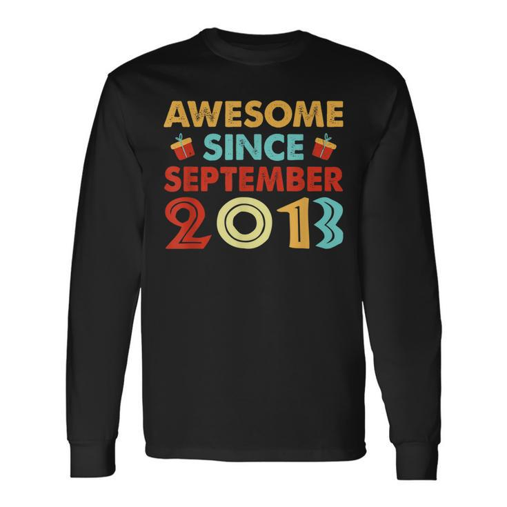 10 Years Old Gift Awesome Since September 2013 10Th Birthday  Men Women Long Sleeve T-shirt Graphic Print Unisex