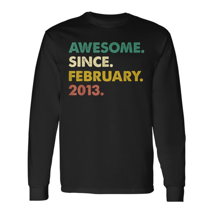 10 Years Old Gifts Awesome Since February 2013 10Th Birthday  Men Women Long Sleeve T-shirt Graphic Print Unisex