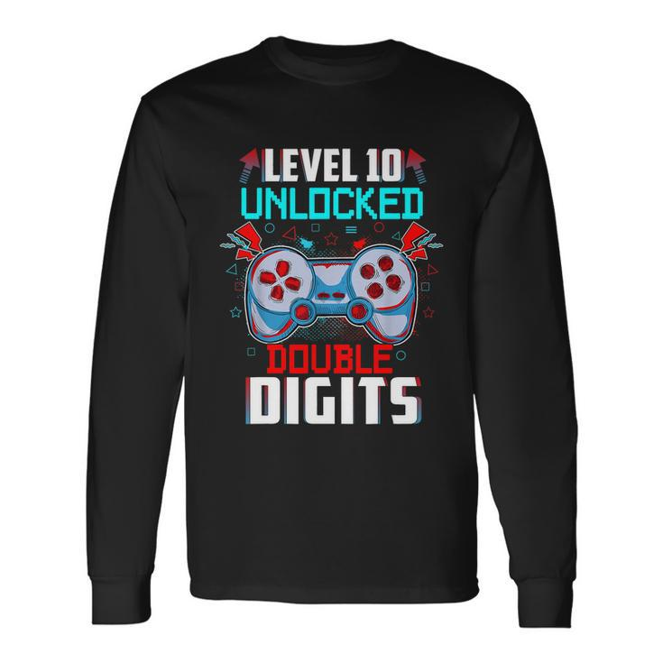 10Th Birthday For Boys Double Digits 10 Year Old Gamer V2 Long Sleeve T-Shirt