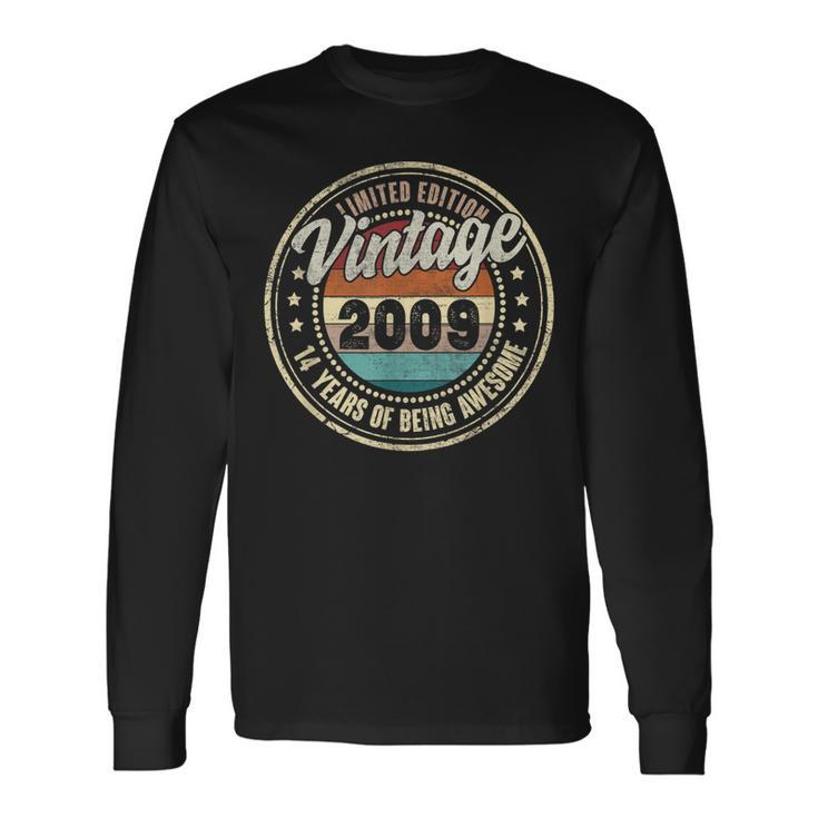 14 Year Old Gifts Made In 2009 Vintage 14Th Birthday Retro Men Women Long Sleeve T-shirt Graphic Print Unisex Gifts ideas