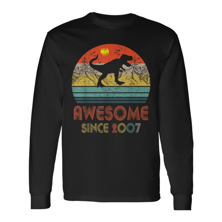 16 Year Old Dinosaur Awesome Since 2007 16Th Birthday Long Sleeve T-Shirt