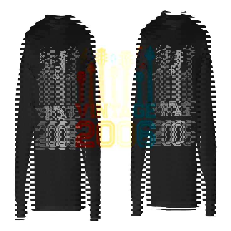 17Th Birthday Vintage 2006 Guitarist Guitar Lovers Long Sleeve T-Shirt