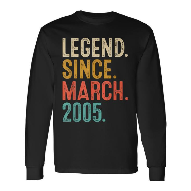 18 Years Old Vintage Legend Since March 2005 18Th Birthday Long Sleeve T-Shirt