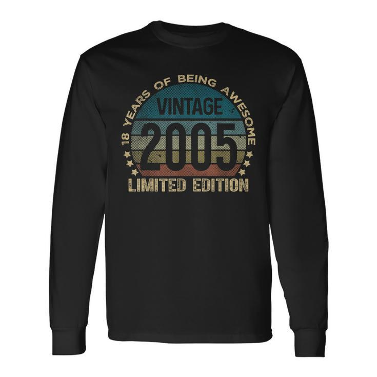 18Th Birthday 18 Year Old Limited Edition Vintage 2005 Long Sleeve T-Shirt